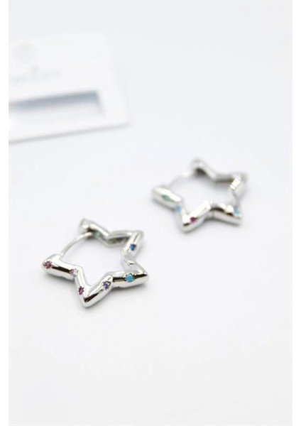 Taşlı Yıldız Küpe - Gümüş fiyatları