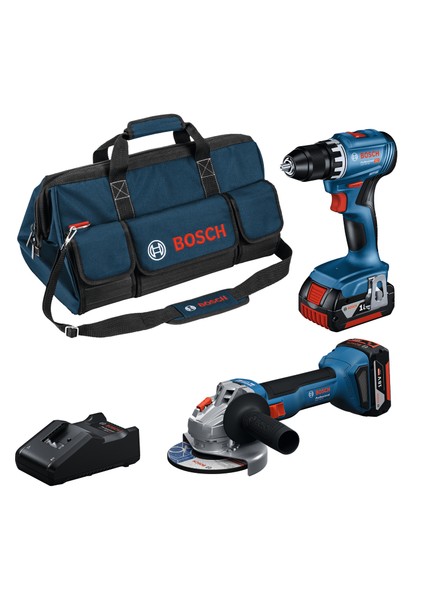 Gsr 18V-45 Akülü Vidalama + Gws 18V-8 Akülü Taşlama 2 x 4 Ah Akülü Kombo Set 0615A5007N