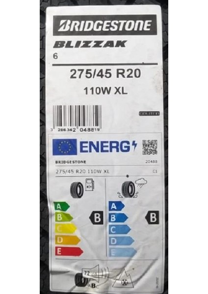 275/45 R20 110W Xl Blızzak 6 Oto Kış Lastiği (Üretim YILI:2025) fiyatları