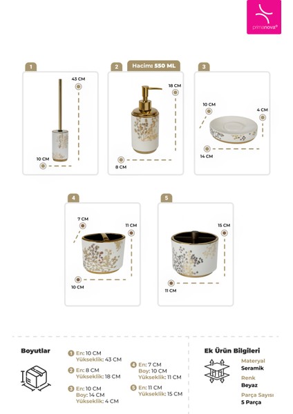 Eleanora Banyo Seti 5 Parça - Beyaz modelleri