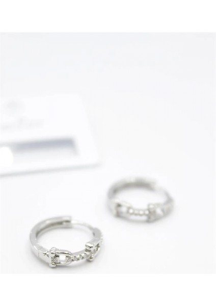 Taşlı Halka Küpe - Gümüş