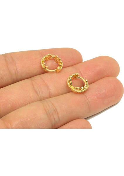 18K Altın Kaplama Mini Yaprak Motifli Halka Küpe fiyatları