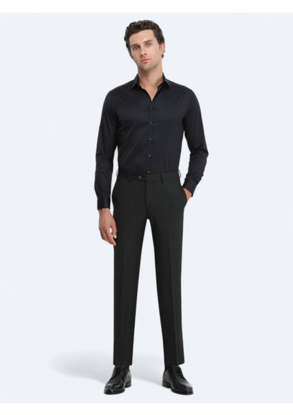 Siyah Düz Regular Fit Dokuma Klasik %100 Pamuk Gömlek modelleri
