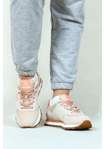 102 19253-G Deri Bej Kadın Sneaker