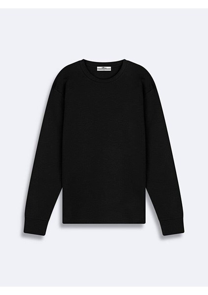 Erkek Sıfır Yaka Uzun Kollu Siyah T-shırt modelleri