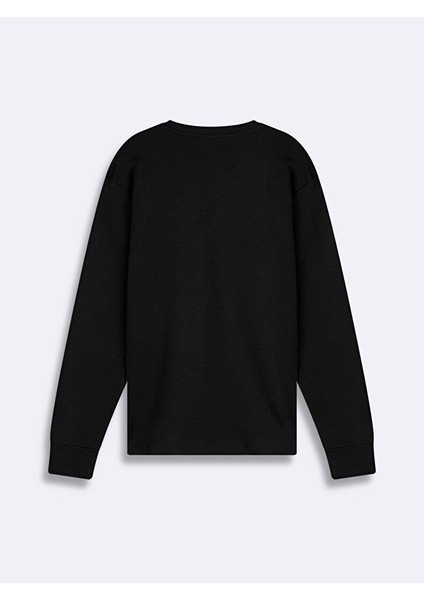 Erkek Sıfır Yaka Uzun Kollu Siyah T-shırt fırsatları