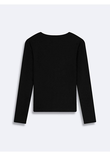 V Yaka Fitilli Siyah Sweatshırt fırsatları