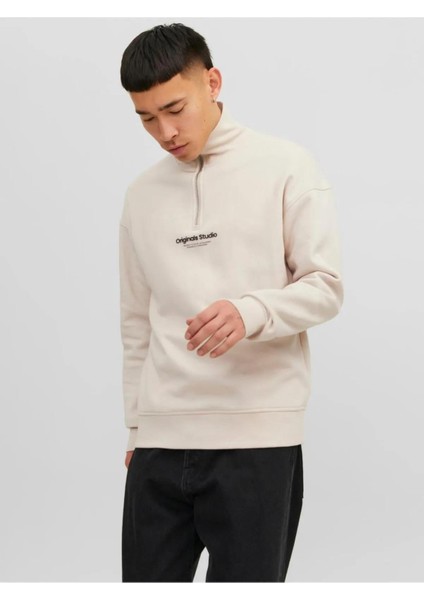 Jorvesterbro Sweat Quarter Zıp Hn Sn Erkek Bej Sweatshirt 12241777-Moonb