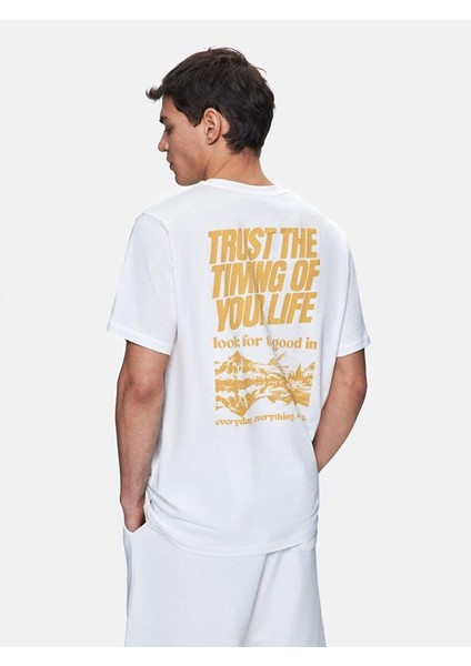 COBERA Erkek Sıfır Yaka Kısa Kol Sırtı Baskılı T-Shirt 1225842906089