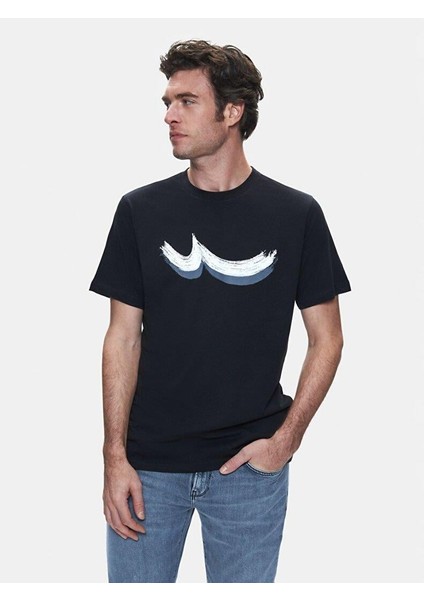 Erkek Sıfır Yaka Kısa Kol Regular Siyah T-shırt