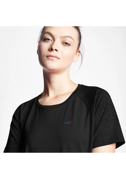 24B-2003 Koşu Kısa Kol Tshırt Kadın Sıyah 24BTBP002003-633