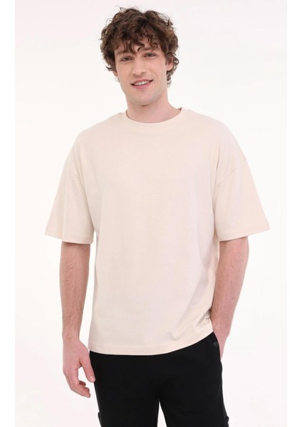 MB Ros 11HS113 5fx Bej Erkek Kısa Kol T-Shirt