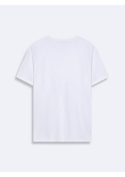 Erkek Sıfır Yaka Basıc Slım Kısa Kollu Beyaz T-shırt indirimleri