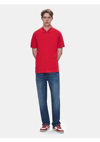 Lozoko Kırmızı Erkek Polo Yaka Kısa Kol Regular T-Shirt 1225841886089600
