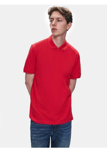 Lozoko Kırmızı Erkek Polo Yaka Kısa Kol Regular T-Shirt 1225841886089600