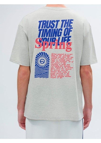 Rodobe Erkek Basic Sırt Baskılı Rahat Kesim Beyaz T-shirt 1225842826089