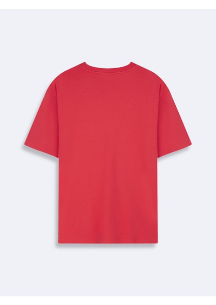 Erkek Kısa Kollu Sıfır Yaka Slogan Baskılı Regular Pembe T-shırt fırsatları