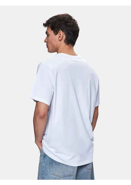 Erkek Kısa Kollu Sıfır Yaka Sıgn Baskılı Regular Beyaz T-shırt