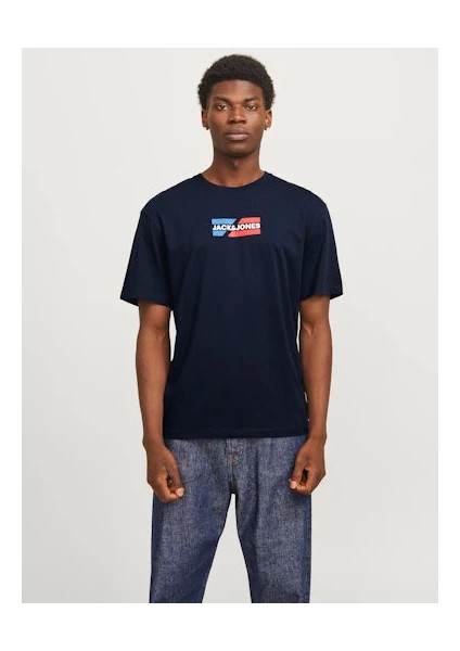 JJECORP GRAPHIC TEE SS O Mavi Erkek Kısa Kol T-Shirt
