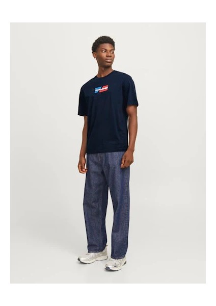 JJECORP GRAPHIC TEE SS O Mavi Erkek Kısa Kol T-Shirt