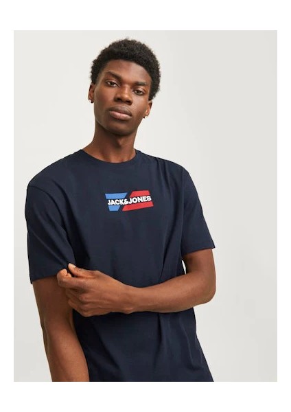 JJECORP GRAPHIC TEE SS O Mavi Erkek Kısa Kol T-Shirt