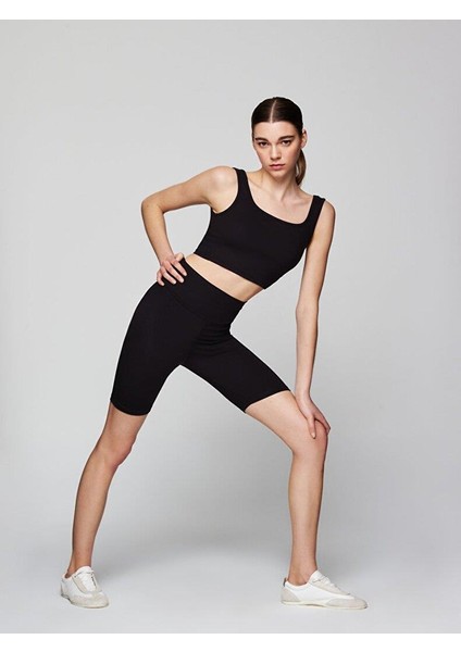 Kadın Biker Slım Mini Siyah Şort