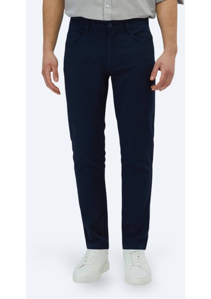 Lacivert Düz Dokuma Slim Fit Casual Pamuk Karışımlı Pantolon fiyatları