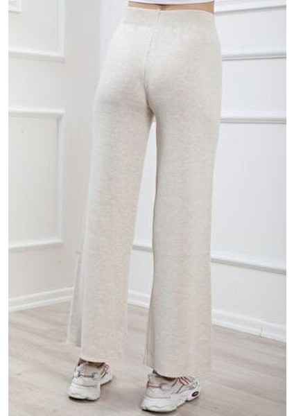 Bol Paça Kadın Pantolon Pamuk-Elastan Karışımıyla Rahat Kullanım Taş Renk fırsatları