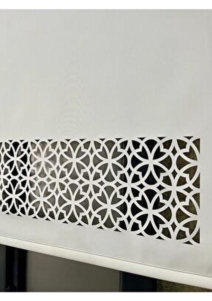 LZR305 Lazer Kesim Stor Perde Krem Renk 80 cm Genişlik 200 cm Uzunluk