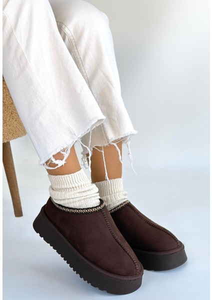 Kahverengi Süet Kadın Düz Bot modelleri