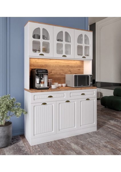 Efes Komple Mdf Kahve Köşesi - 140 cm Mdf Mutfak Dolabı - Dokunmatik LED Aydınlatmalı Kahve Köşesi fiyatları