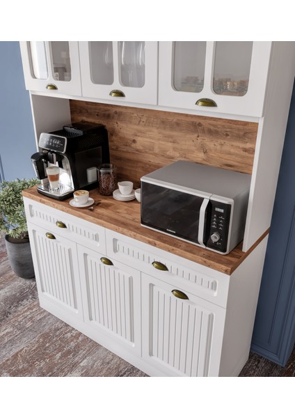 Efes Komple Mdf Kahve Köşesi - 140 cm Mdf Mutfak Dolabı - Dokunmatik LED Aydınlatmalı Kahve Köşesi modelleri