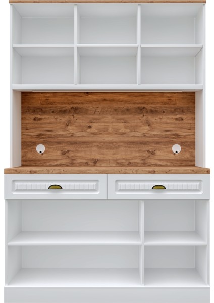 Efes Komple Mdf Kahve Köşesi - 140 cm Mdf Mutfak Dolabı - Dokunmatik LED Aydınlatmalı Kahve Köşesi