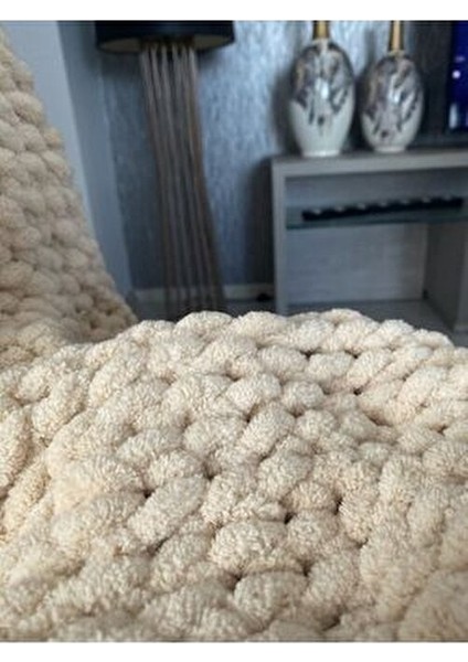 Krem Puffy El Örgüsü Battaniye fiyatları