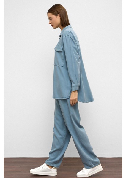 Çıt Çıt Kapamalı Salaş Soft Denim Ikili Takım Mavi 9378-TK fırsatları