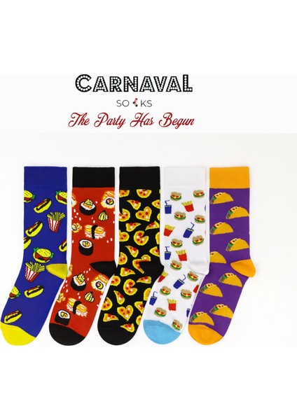 5'li Fast Food Desenler Tasarım Kutulu Çorap Seti fiyatları
