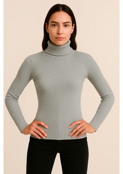 Premium Balıkçı Yaka Kaşkorse Şardonlu Slimfit Boğazlı Kazak-Uzun Kollu Dar Body