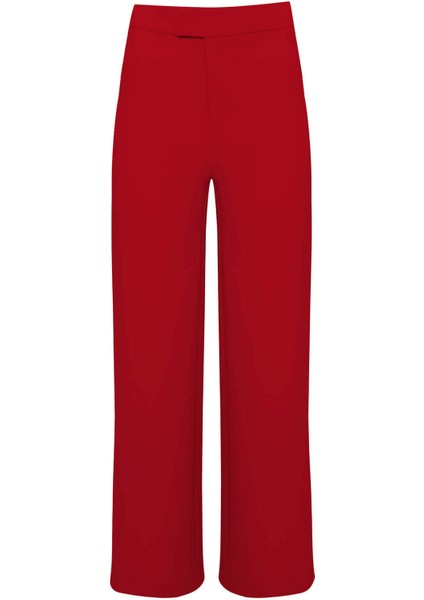 Kırmızı Yüksek Bel Culotte Pantolon