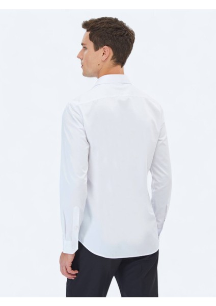 Beyaz Düz Slim Fit Dokuma Klasik %100 Pamuk Gömlek fırsatları