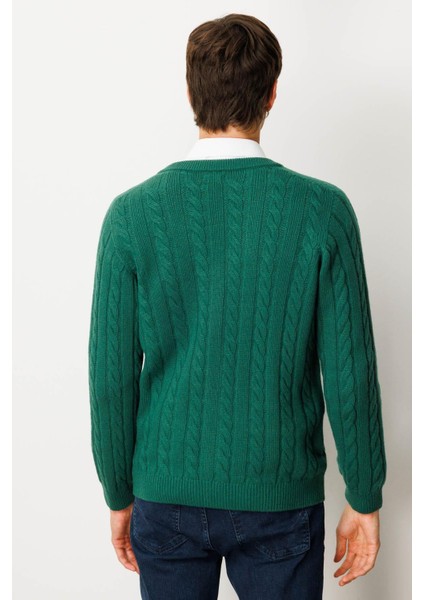 Erkek V Yaka Kalın Saç Örgülü Yün Ceket Ö.başı modelleri