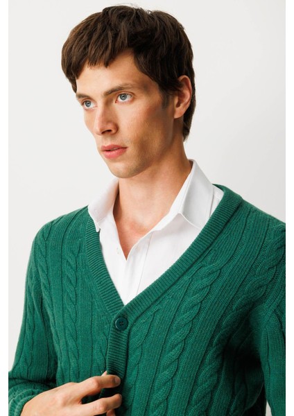 Erkek V Yaka Kalın Saç Örgülü Yün Ceket Ö.başı fırsatları