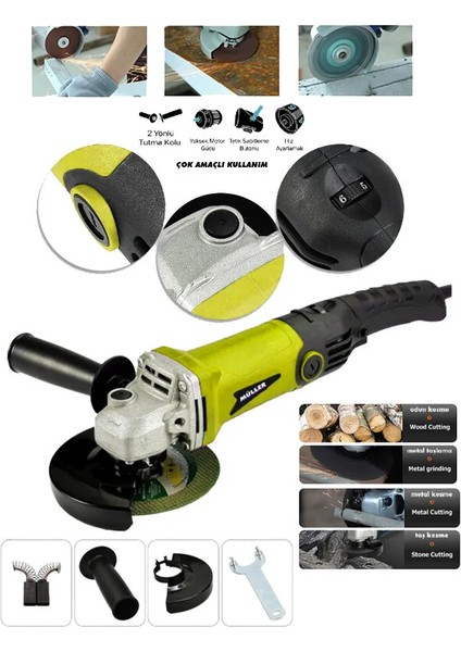 Germany Mlx - 4200 Çelik Şanzıman 6 Kademe Devir Ayarlı Orta Boy Taşlama ve Kesim Makinesi