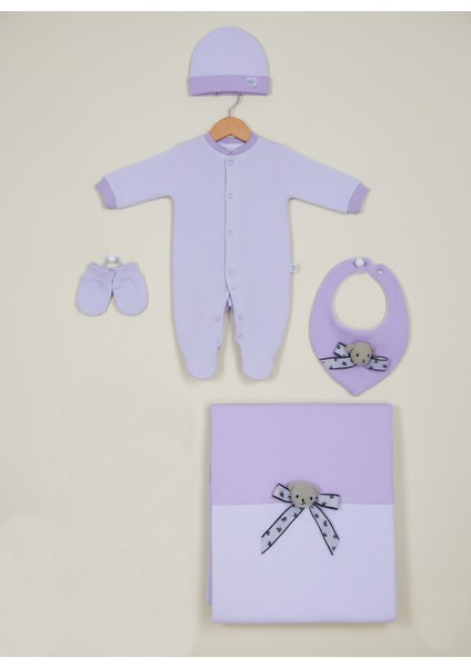 Yenidoğan || Kaliteli || Ayıcıklı|| Bebek 5'li Hastane Çıkışı Seti || %100 Pamuk