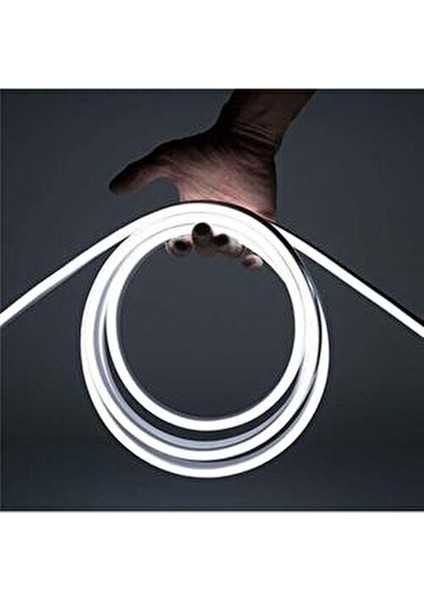3 Metre 12V Neon LED Şerit Işık Beyaz Neon LED Prize Tak Çalıştır Anahtarlı 1.5m Fişli Aydınlatma