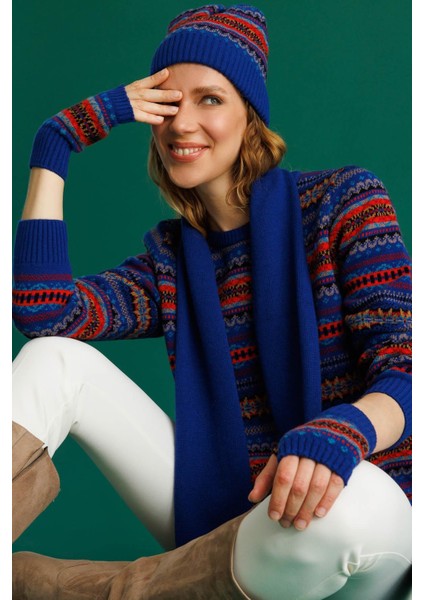 Kadın Jakarlı Yün Eldiven K.s.mavi fiyatları