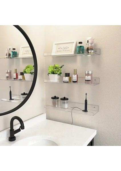 2 Adet Pleksi Hayalet Raf - 40X10 cm Banyo Mutfak Düzenleyici Kendinden Yapışkanlı Raf fırsatları