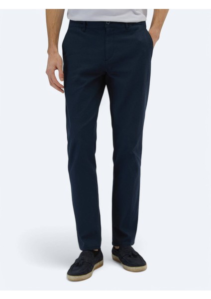 Lacivert Düz Dokuma Regular Fit Casual Pamuk Karışımlı Pantolon fiyatları
