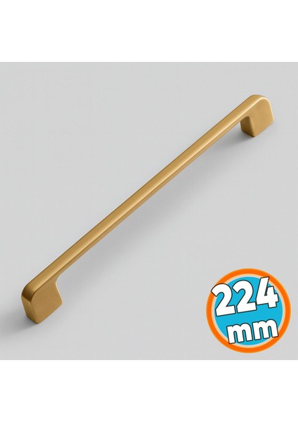 Mobilya Dolabı Çekmece Dolap Kulpları Kapak Kulpu Kulbu Mat Gold Altın 224 mm Metal Kulp