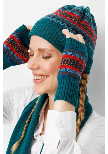 Kadın Jakarlı Yün Eldiven K.ö.başı modelleri