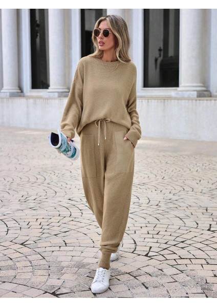Kadın Rahat Kalıp Örgü Triko Tasarım Takım